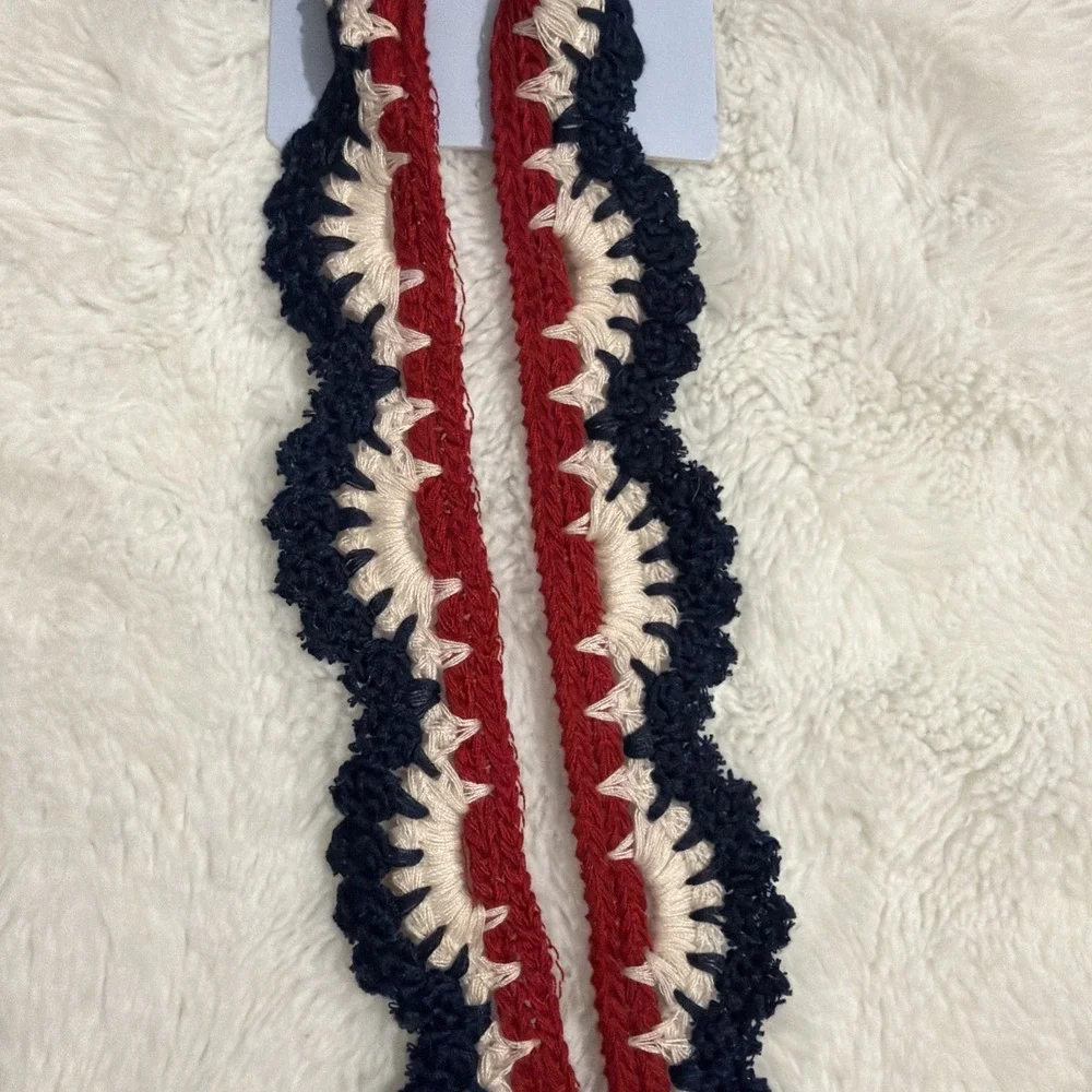 Oh My Stars! Crochet Scalloped Hair Bow girls OS Red White Blue Patriotic